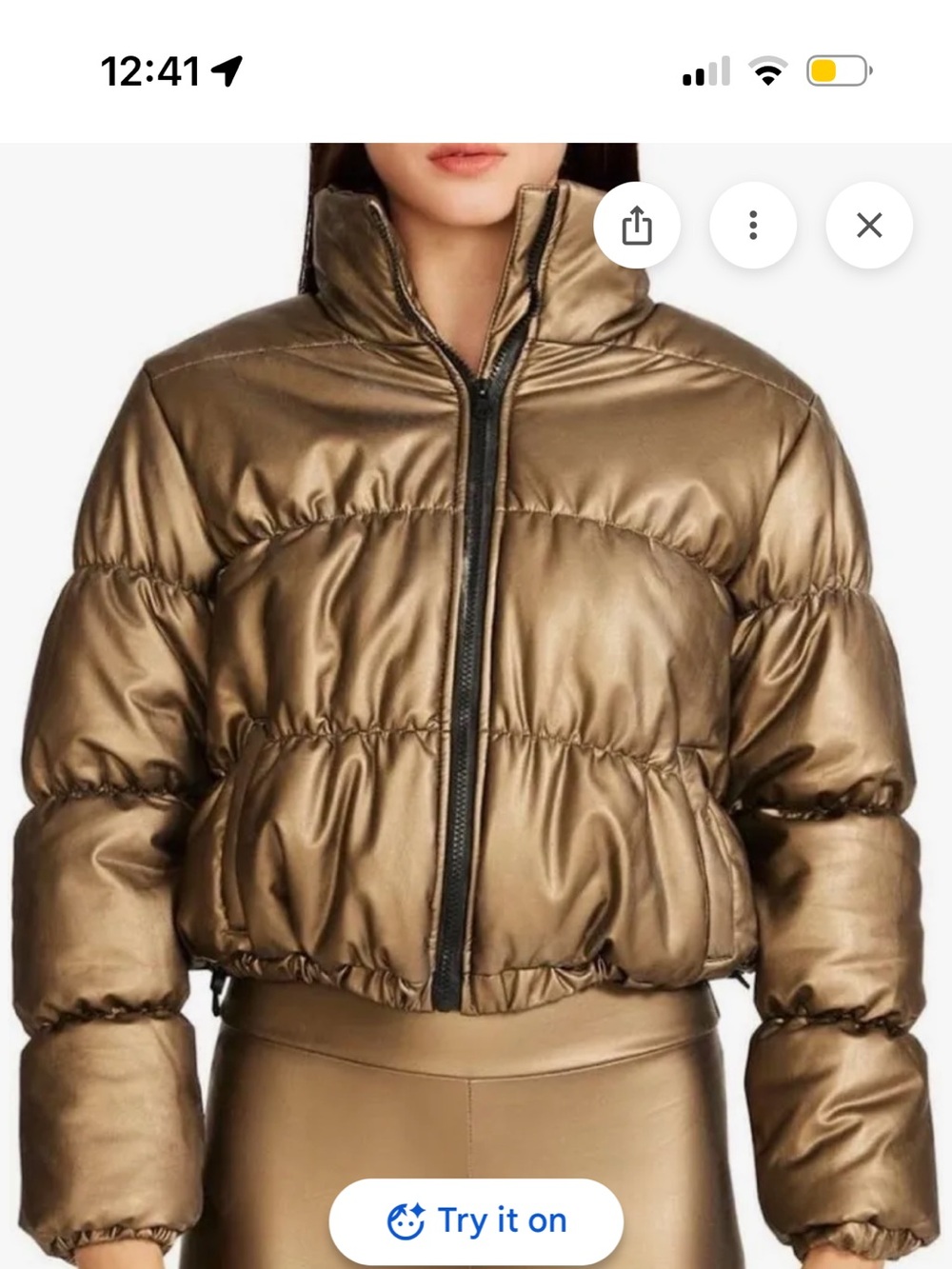 BB Dakota by Steve Madden Metallic Gold Cropped Puffer Jacket